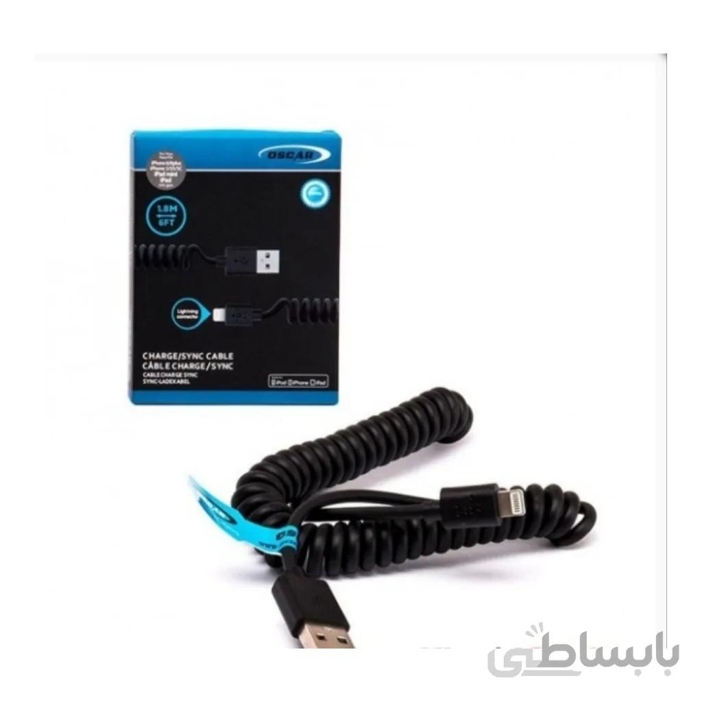 کابل آیفون (lightning) فنری طول 1.8 متر Oscar مدل C-662