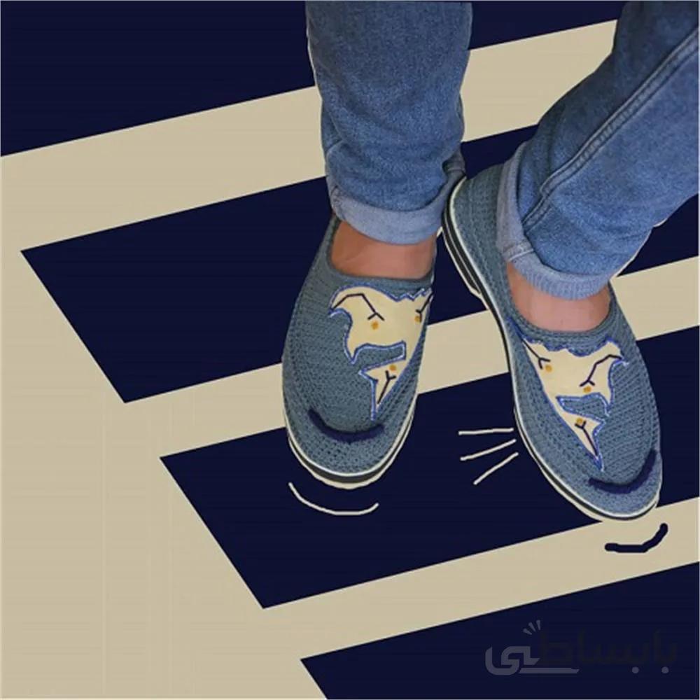گیوه دست دوز مردانه تلفیق گلدوزی و نقاشی کد 4 ا handmade sneaker combine of embroidery and paint code 4