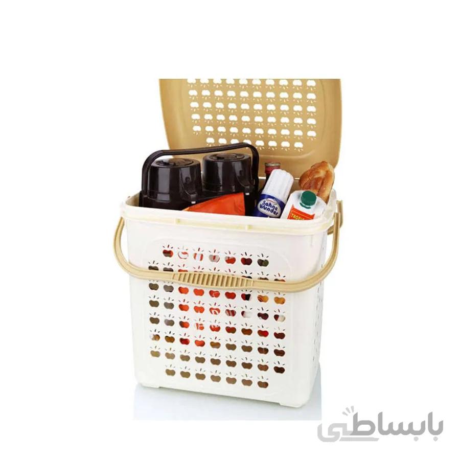 سبد پیک نیک اشکان پلاستیک مدل سیب سایز سوپر