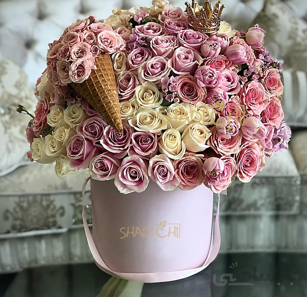 باکس گل رز مدل کویین شماره ۱۰۸
