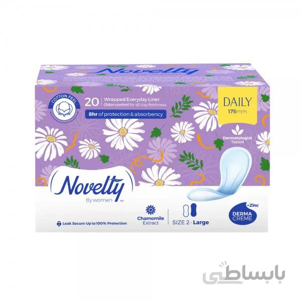 پد بهداشتی روزانه نازک بزرگ با عصاره بابونه 20 عددی ناولتی ا Daily Women Pad Large 20 Pads NOVELTY
