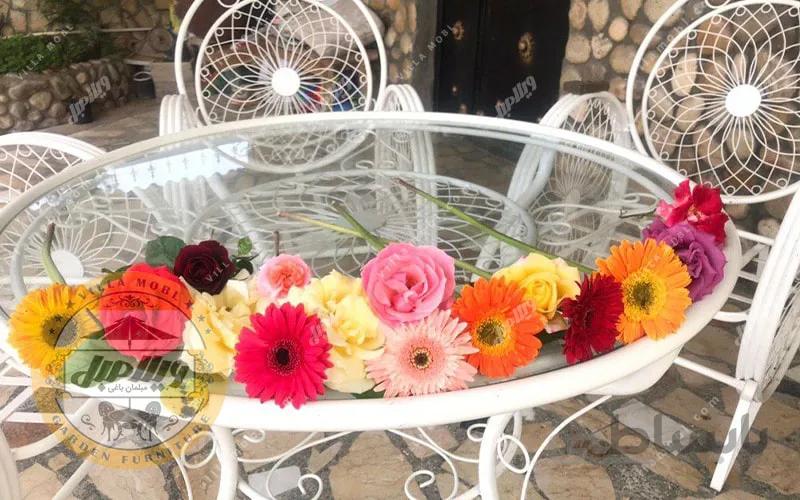 میز باغی فلزی قطر ۱۲۰ سانتی متر