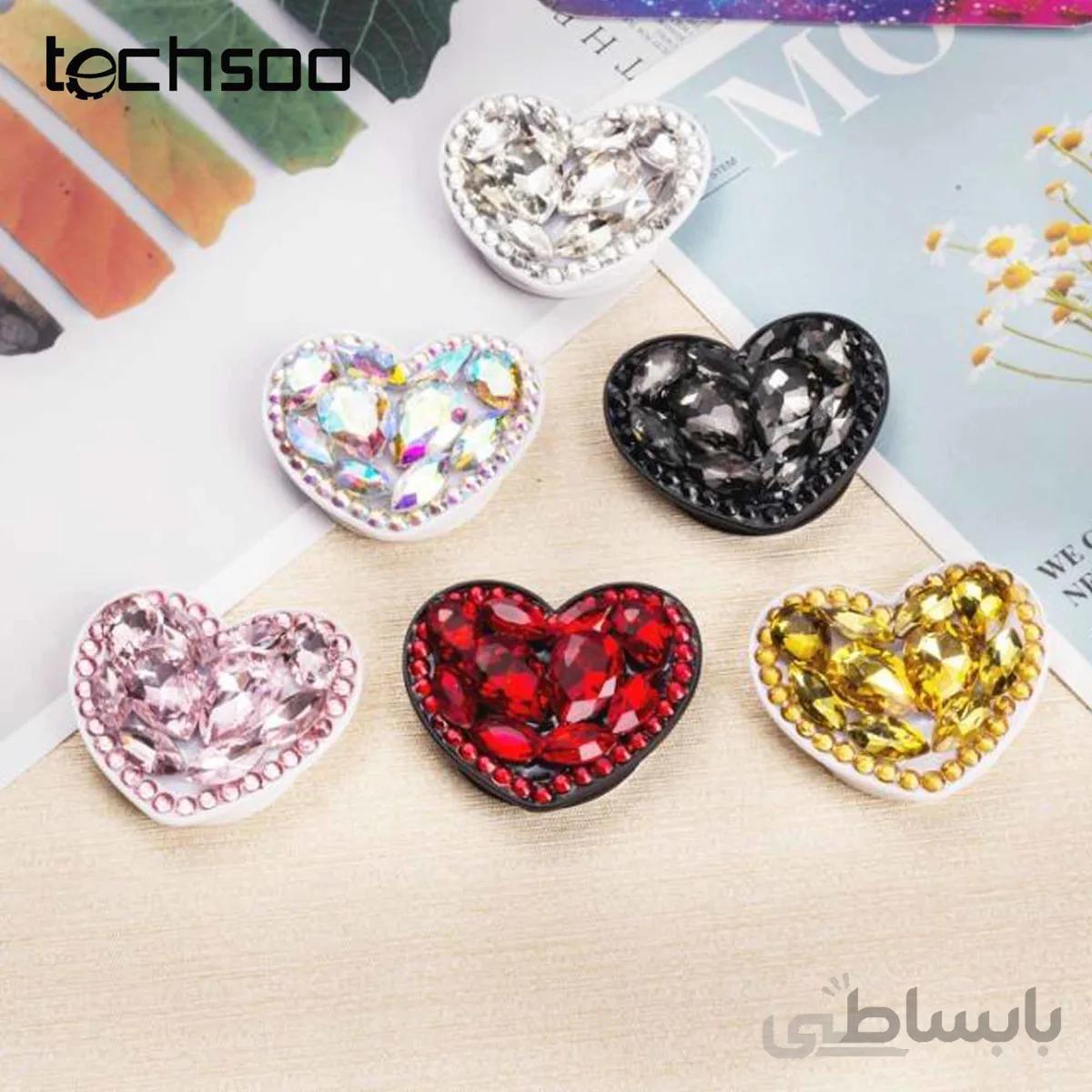 پاپ سوکت نگین دار طرح قلب Diamond Heart Pop Sockets