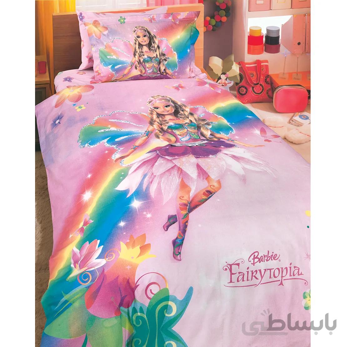 ست لحاف روتختی 3 تکه دخترانه رزین تاژ طرح باربی رین بو Barbie Rainbow رانفرس