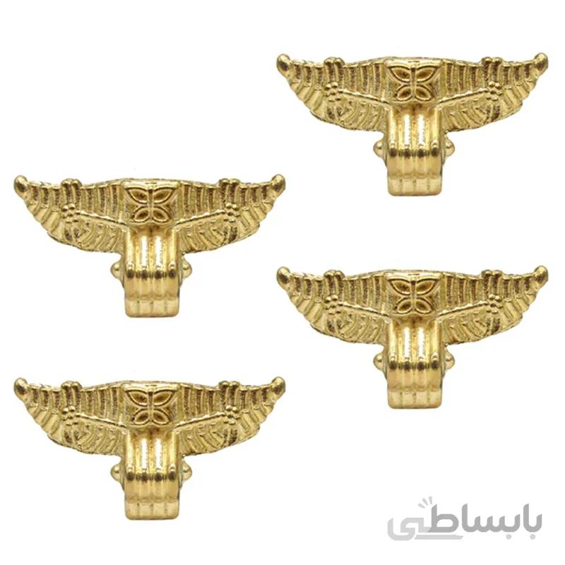 پایه آنتیک فلزی تخت طرح پروانه طلایی ارتفاع 24 میلی‌متر بسته 4 عددی