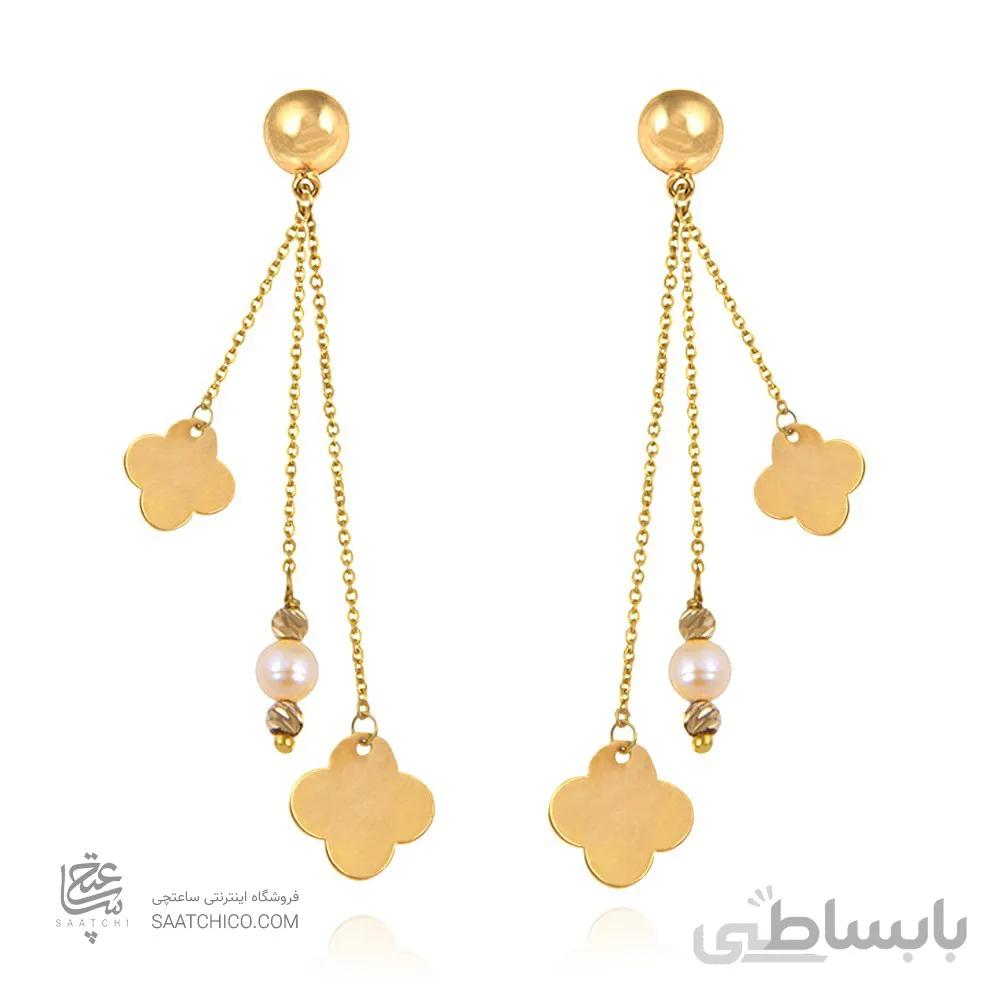 گوشواره طلا طرح ونکلیف با مروارید کد XE245