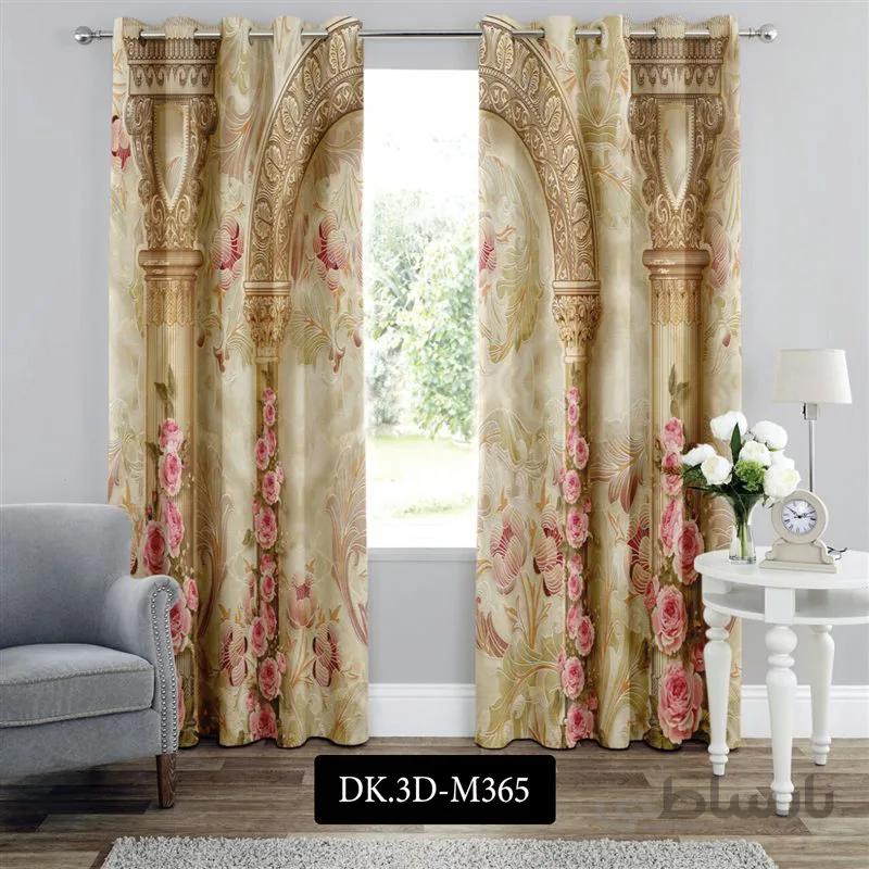 پرده پانچی (هازان و مخمل)کد DK.3D.M365 طرح سه بعدی طاق گل