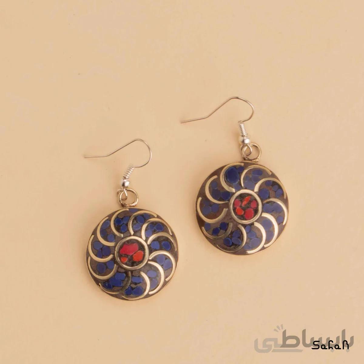 گوشواره نپالی بزرگ مدل 2 سورمه ای