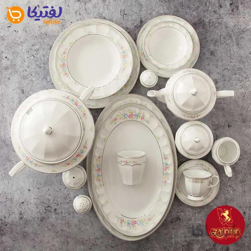 چینی زرین سرویس 12 نفره نئوکلاسیک طرح گلاریس