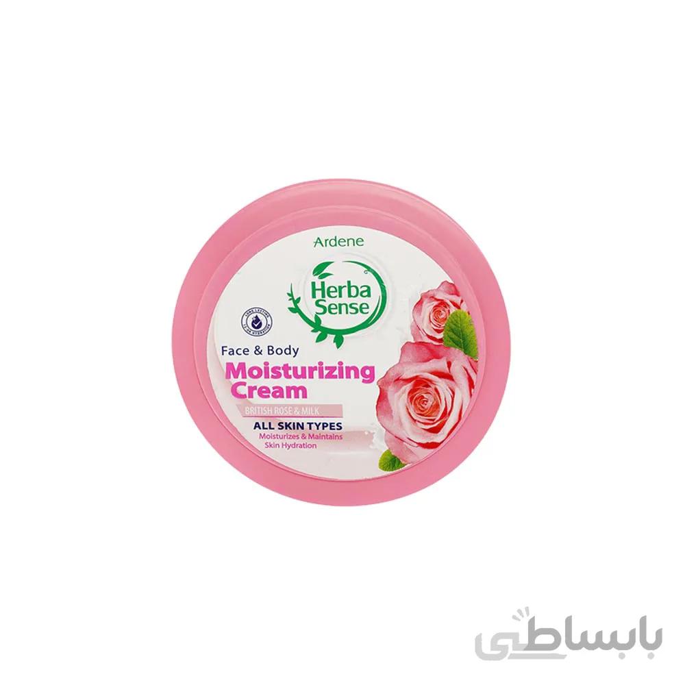 کرم مرطوب کننده Herba Sense با رایحه رز و شیر وزن 150 گرم