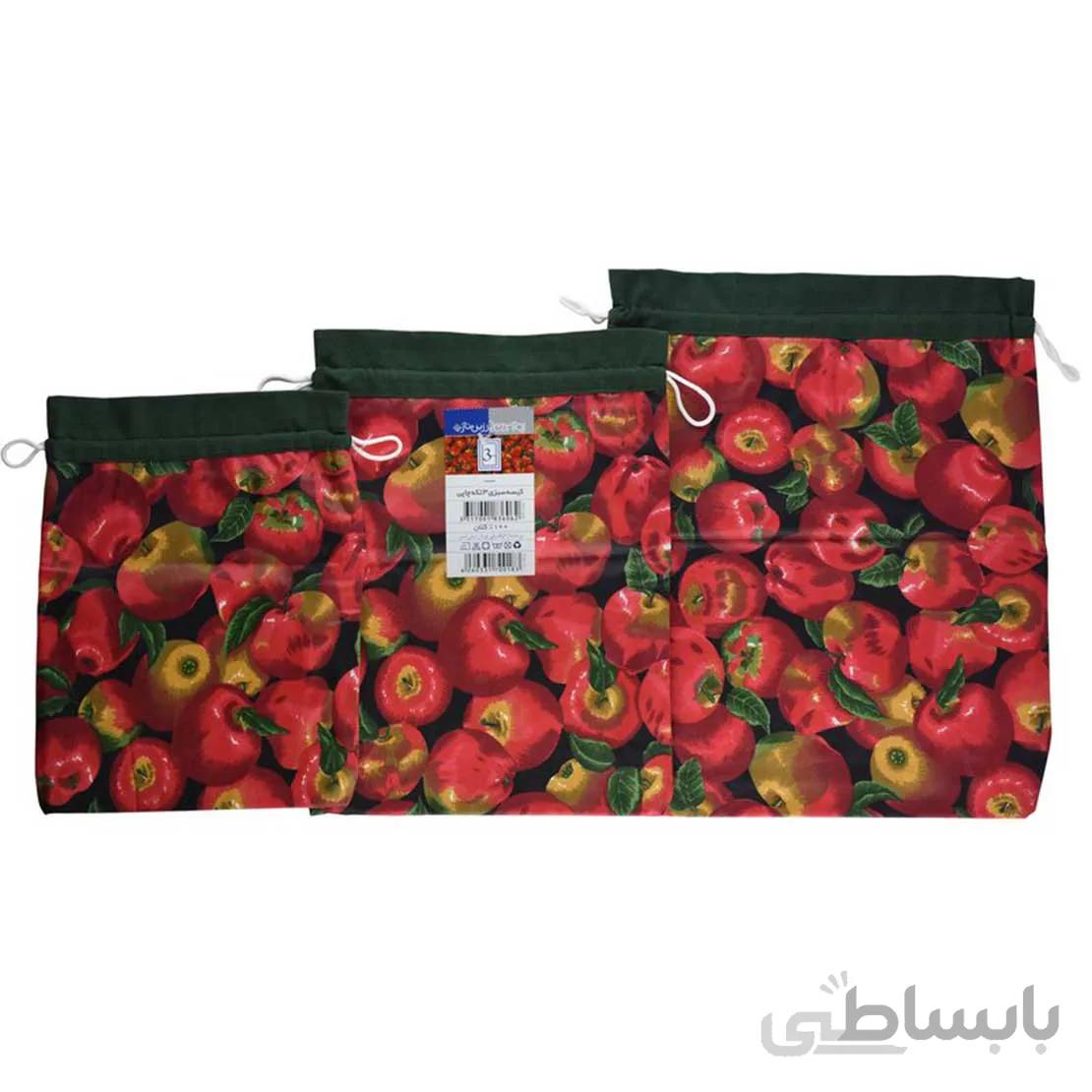 کیسه سبزی 3 تکه رزین تاژ طرح سیب چاپی