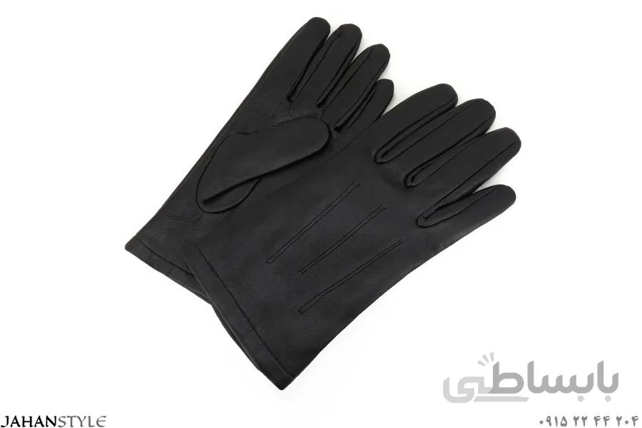 دستکش چرم طبیعی مشکی زنانه