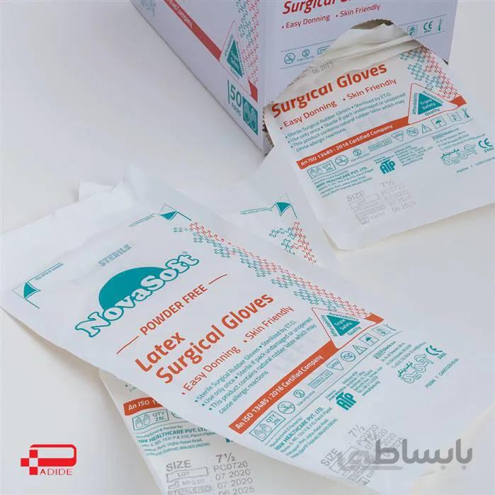 دستکش جراحی بدون پودر نوا Nova Soft ا سه سایز مختلف
