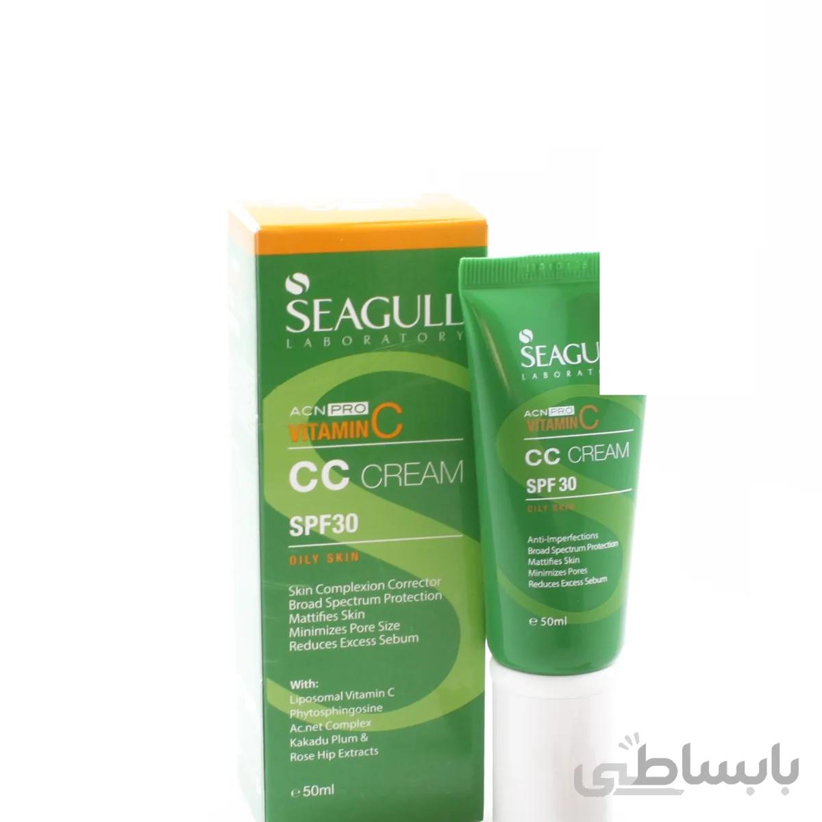 کرم رنگی متعادل کننده چربی پوست CC سی گل Seagull حاوی SPF30 حجم 40 میلی گرم ا Seagull Balancing Skin Oil CC Cream SPF30 40ml