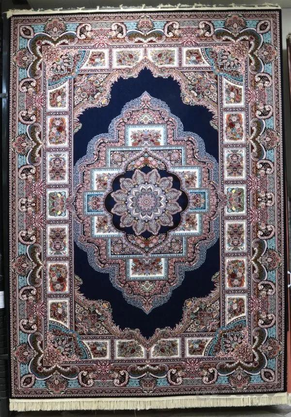 فرش کاشان 1000 شانه نقشه حوض نقره سرمه ای