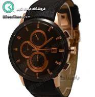 ساعت ویولت مردانه کرنوگراف گرد چرمی رزگلد مشکی صفحه مشکی شیشه رنگی کد 0323/2G