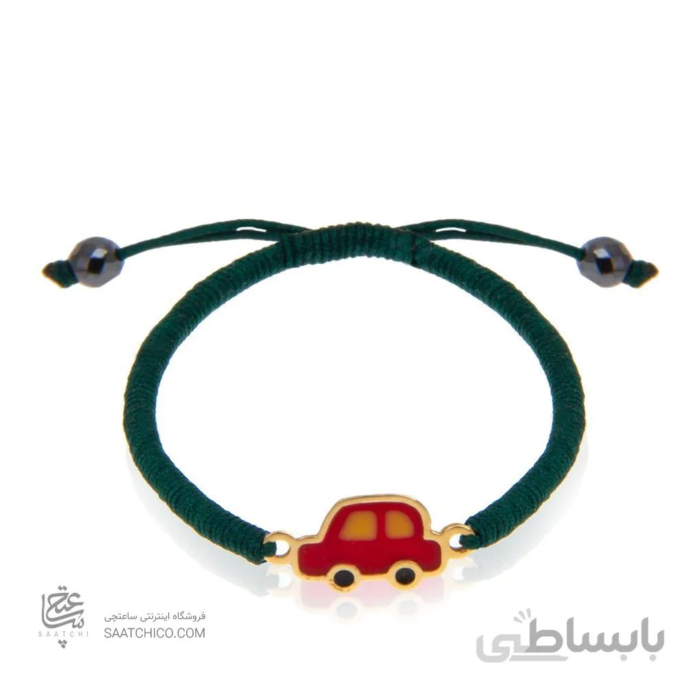دستبند بافت کودک با پلاک طلا طرح ماشین کد KB344