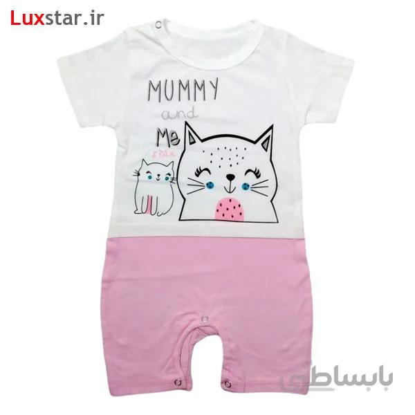 رامپر نوزادی طرح گربه صورتی ا Cat shape kid cloth