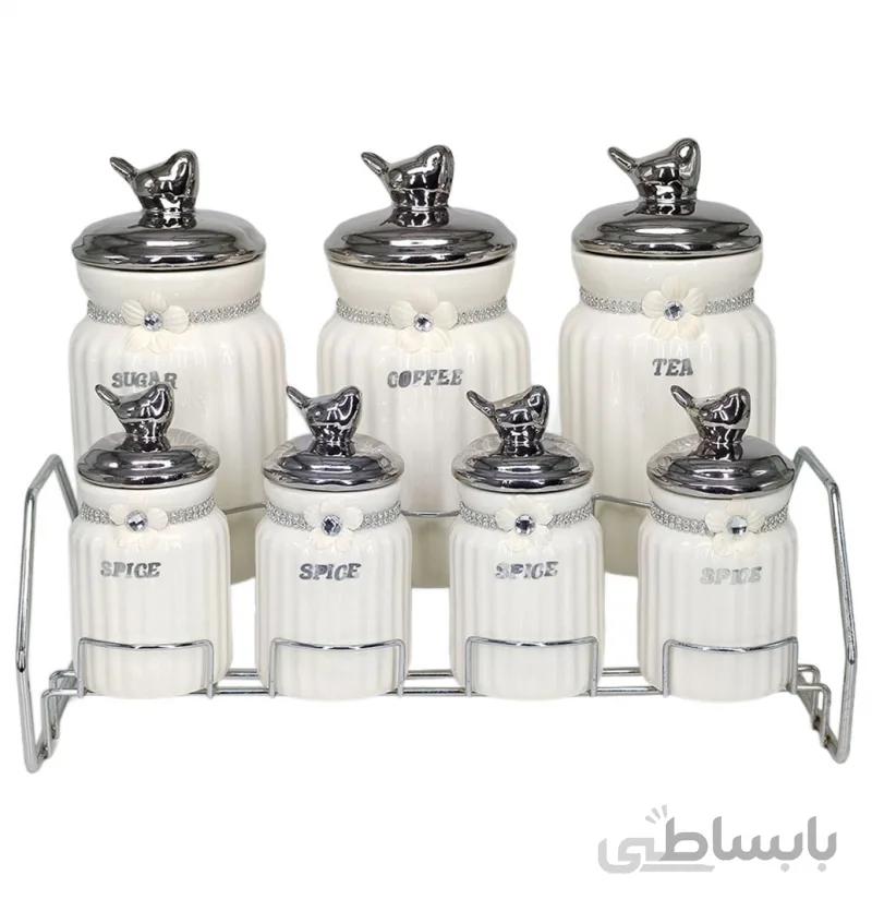 ست پاسماوری و جا ادویه 7 پارچه مدل silver bird