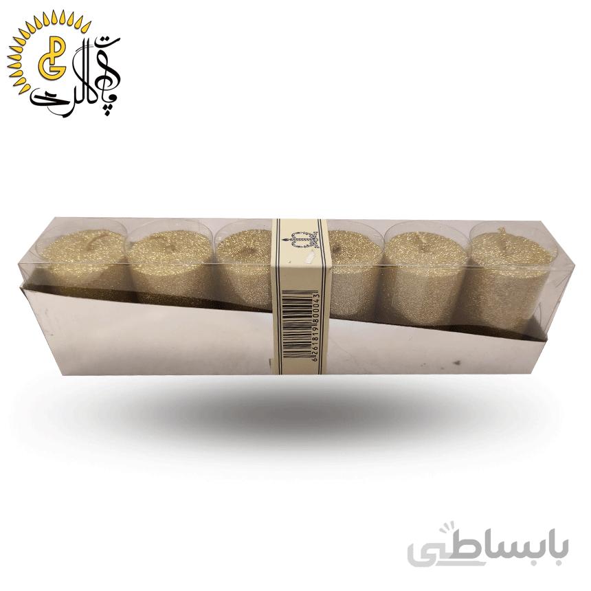 شمع استوانه اکلیلی طلایی پک 6 عددی