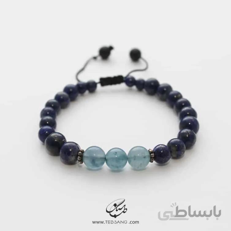 دستبند زنانه آکوامارین، لاجورد و انیکس
