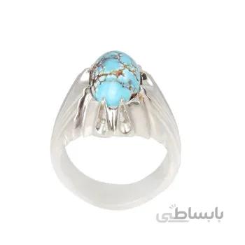انگشتر نقره مردانه مدل سنگ فیروزه نیشابور رکاب دست ساز AM_1938