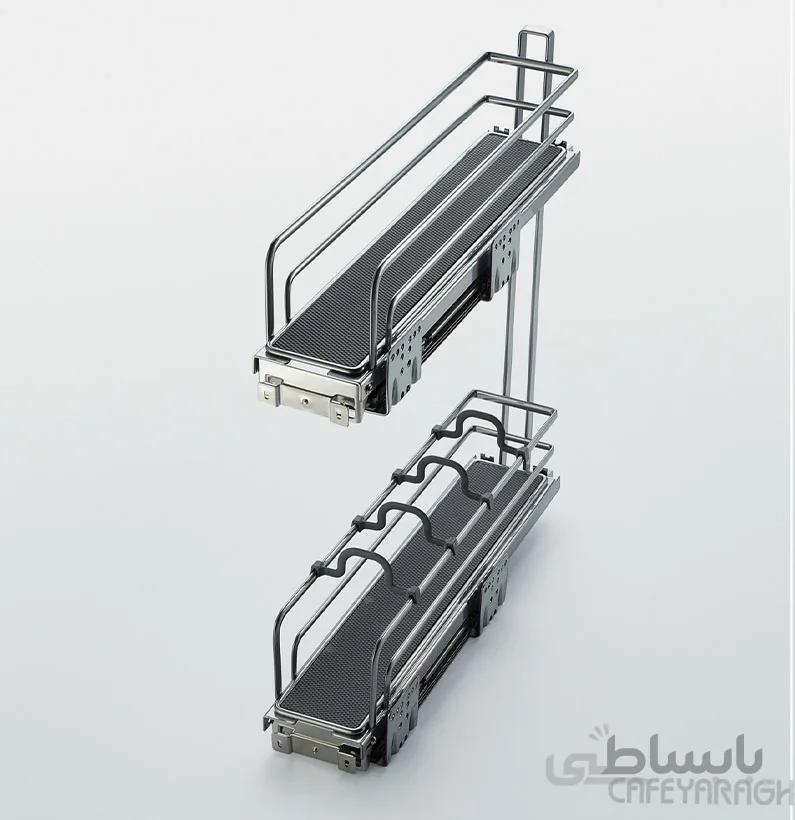 جای بطری و ادویه ریل پهلو 2 طبقه آرام بند مدل WB2335