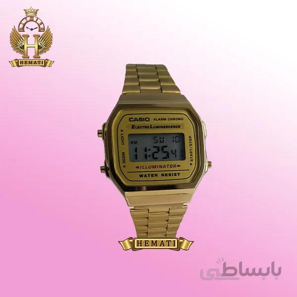 ساعت اسپرت کاسیو نوستالژی CASIO A168 طلایی (صفحه طلایی)