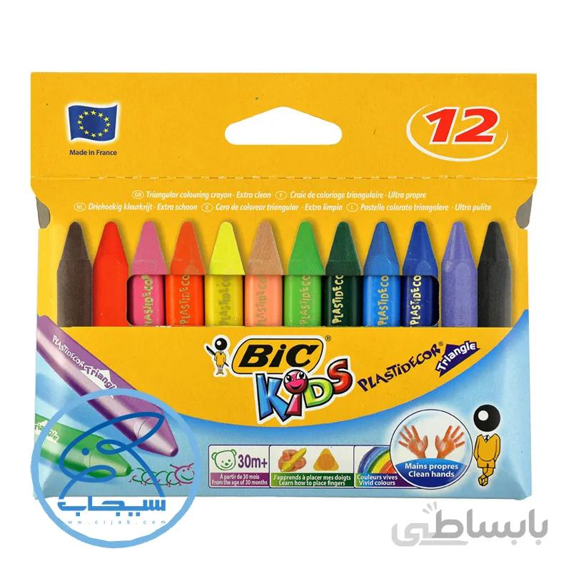 مداد شمعی 12 رنگ بیک Bic Kids Pastel