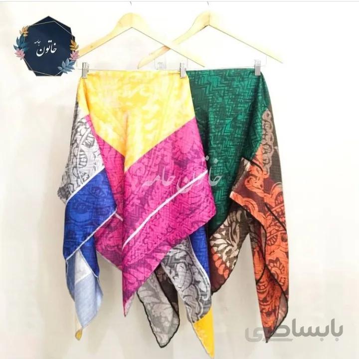 روسری نخی اعلا 030 سبز نارنجی