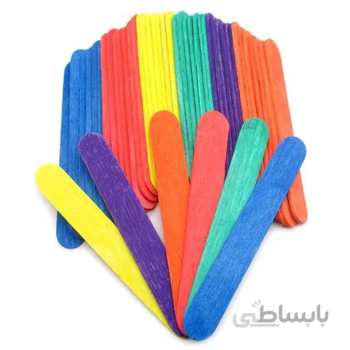 چوب بستنی آبسلانگ رنگی پهن 40عددی