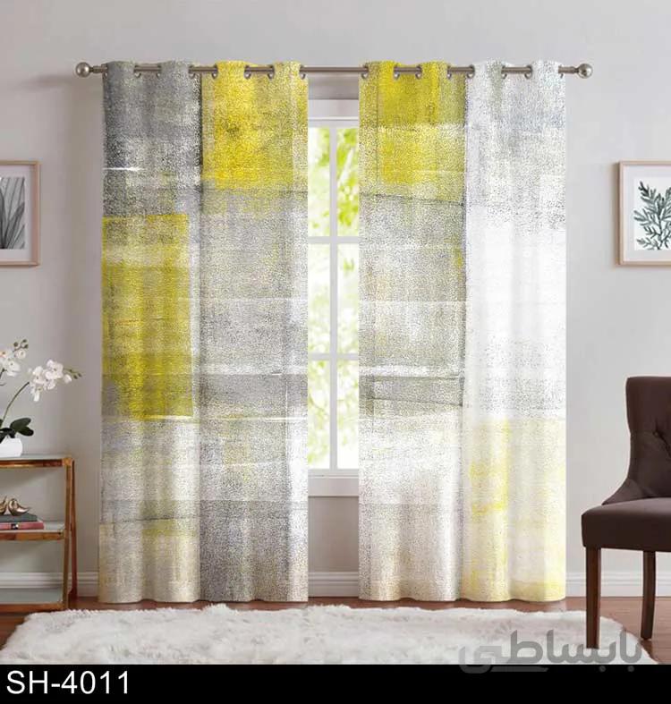 پرده پانچ مدرن طوسی زرد SH-4011