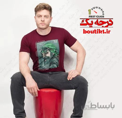 تیشرت یقه گرد maxzone گرافیکی زرشکی