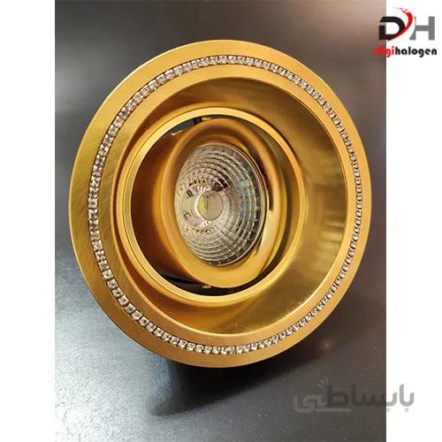 هالوژن آلومینیومی اس اچ لایتینگ مدل نگین دار طلایی کد 602 (SH.LIGHTING)