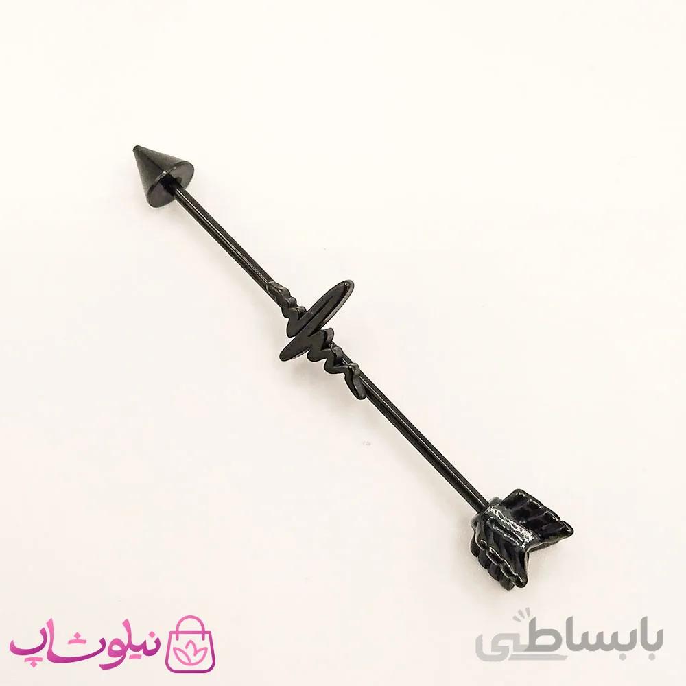 پیرسینگ گوش طرح فلش یا پیکان مشکی