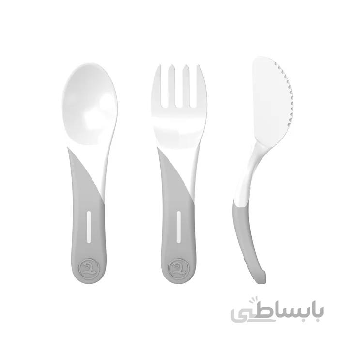 ست قاشق چنگال و کارد زاویه دار تویست شیک سفید