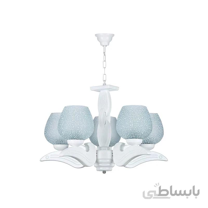 لوستر 5 شعله چشمه نور مدل G604/5-WT