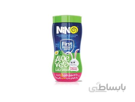 دستمال مرطوب پاک کننده کودک نینو مدل فاقد اسانس 70 عددی