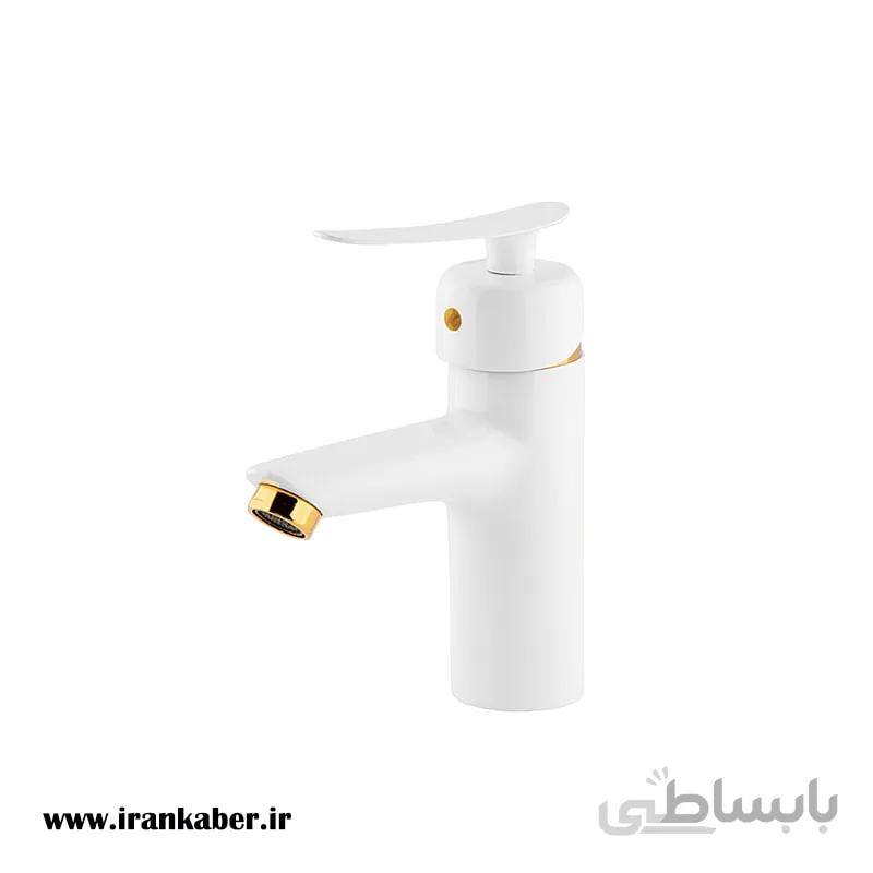 شیر روشویی سفید طلایی مدل تنسو برند تیرگان