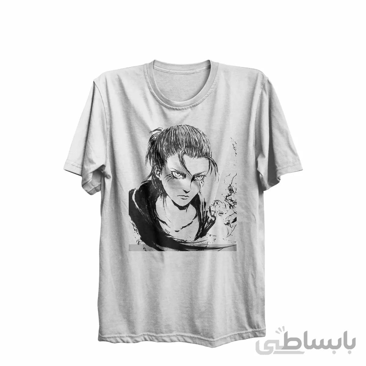 تیشرت یقه گرد سفید طرح انیمه اتک ان تایتان Attack on Titan کد 284735