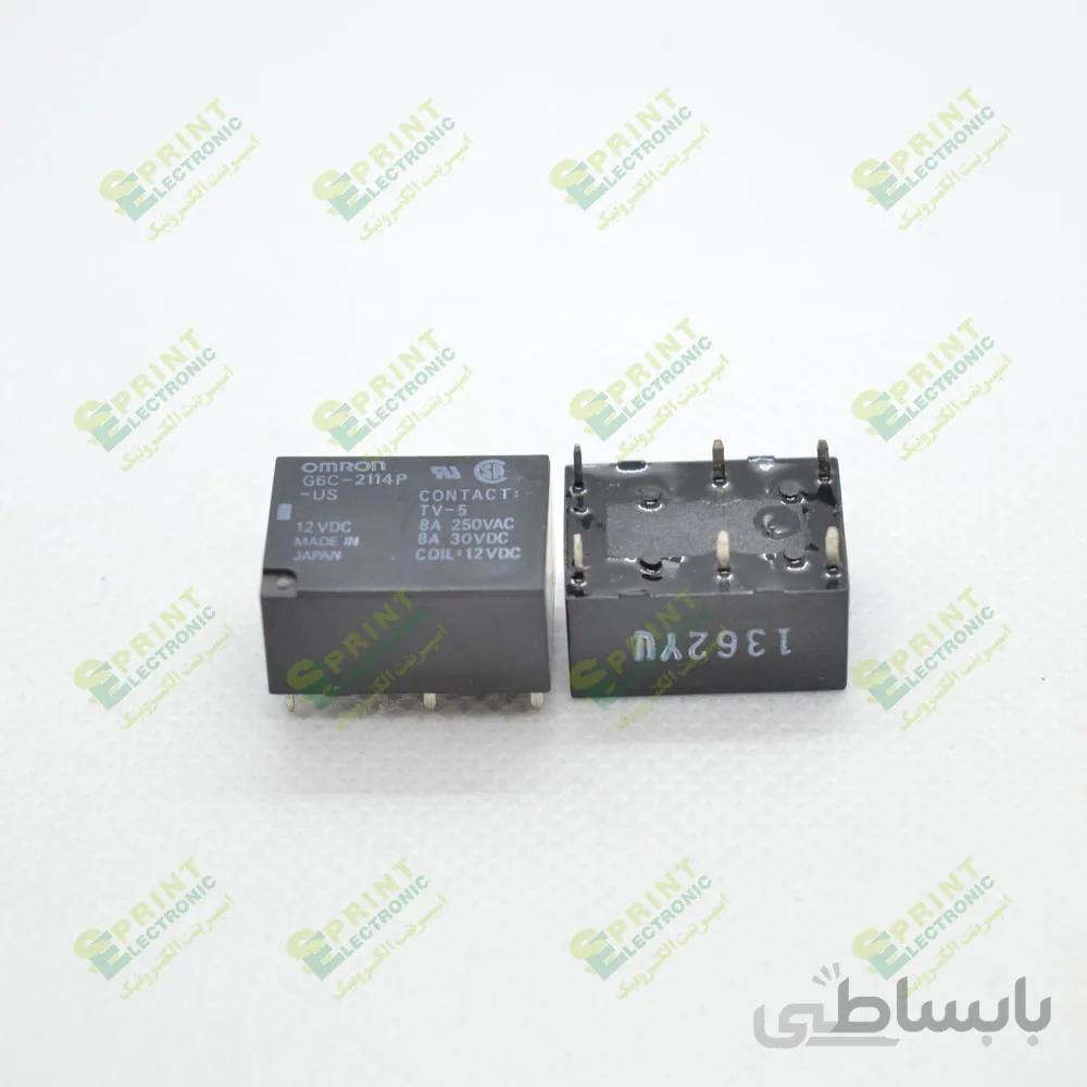 رله 12 ولت مینیاتوری امرون 6 پایه 8 آمپر Omron G6C-2114P-US-12VDC