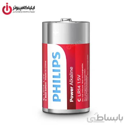 باتری متوسط سایز C تکنولوژی Alkaline برند فیلیپس مدل LR14P2B/97 سری Power بسته 2 عددی
