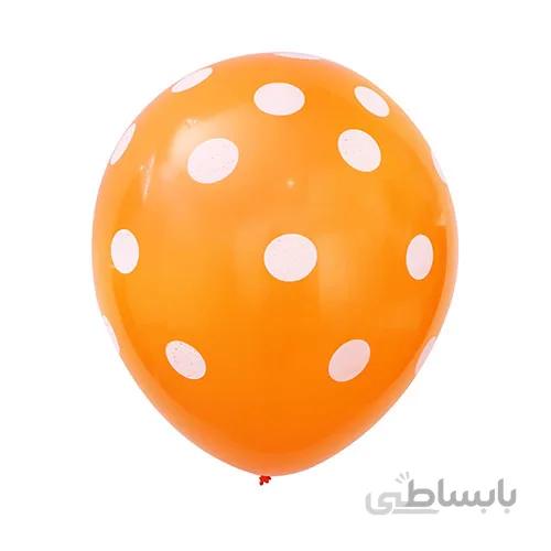 بادکنک لاتکس نارنجی خال سفید