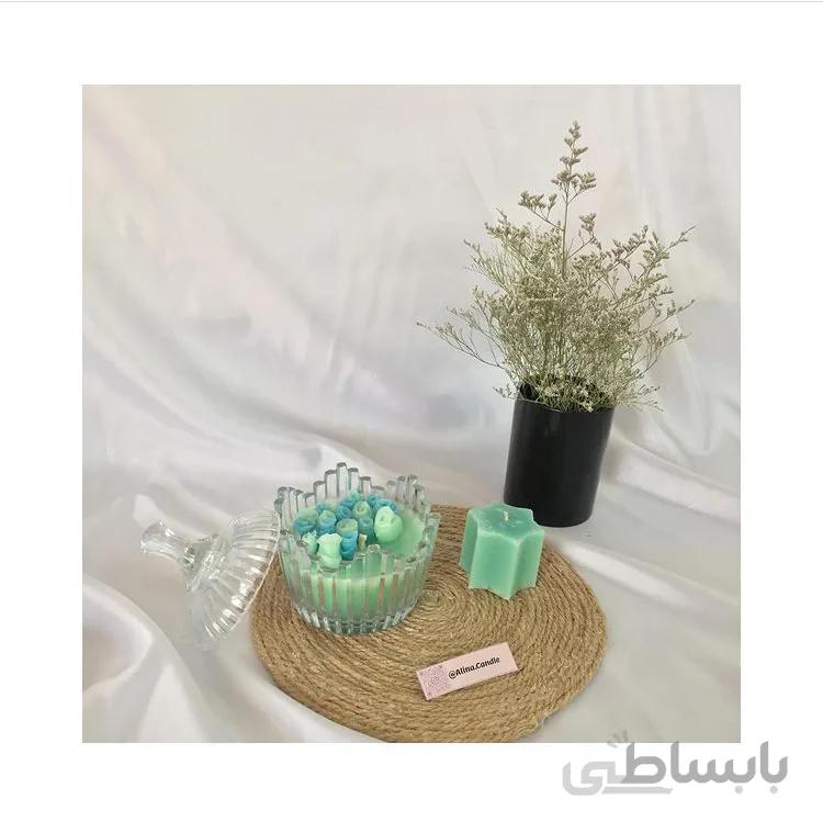 آلیناکندل – شمع معطر شیشه ای گل رز دستساز