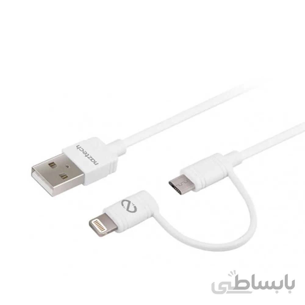 کابل تبدیل USB به لایتنینگ و Micro USB نزتک مدل Hybrid طول 1.8 متر
