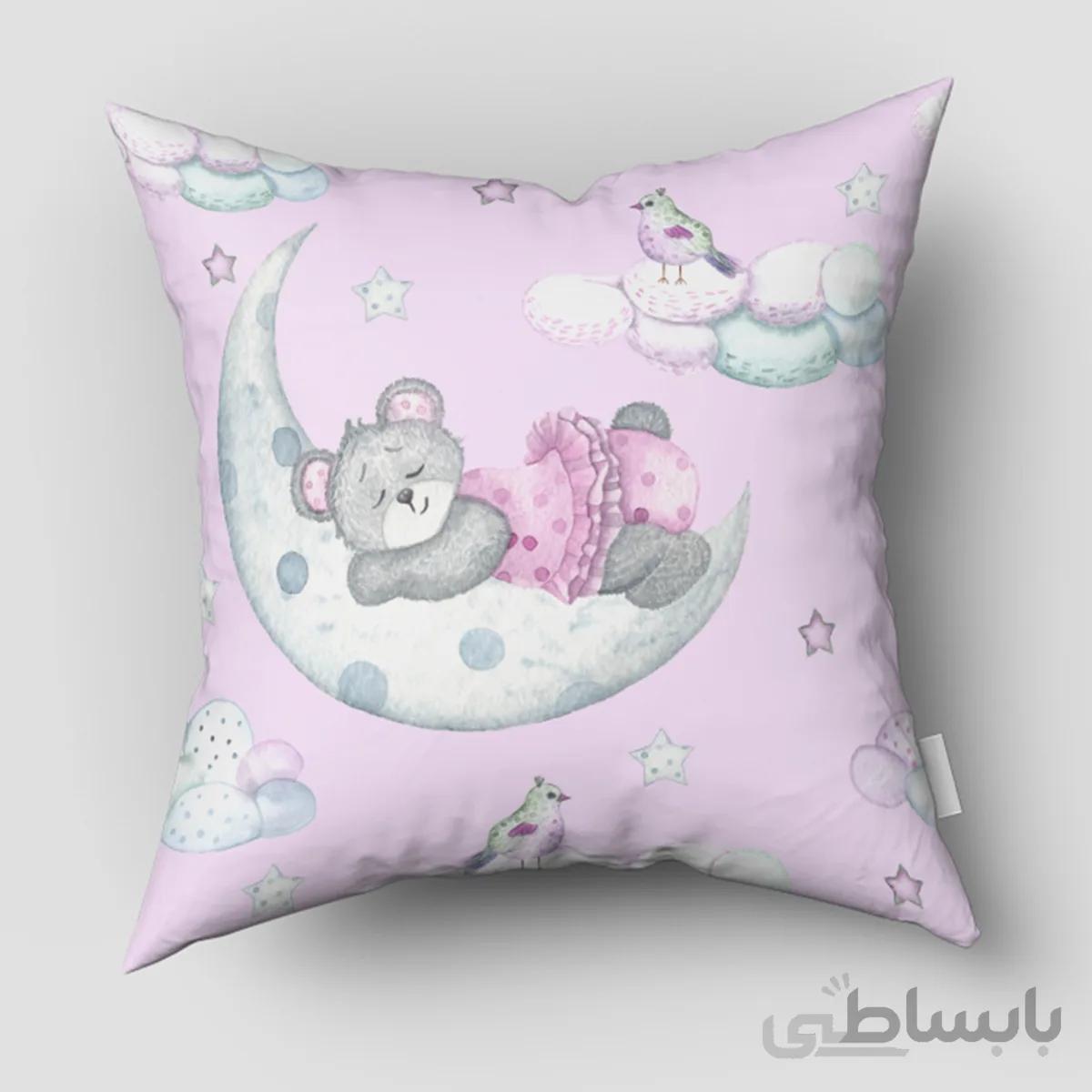 کوسن عروسکی کودکانه طرح خرسی صورتی CS-1073