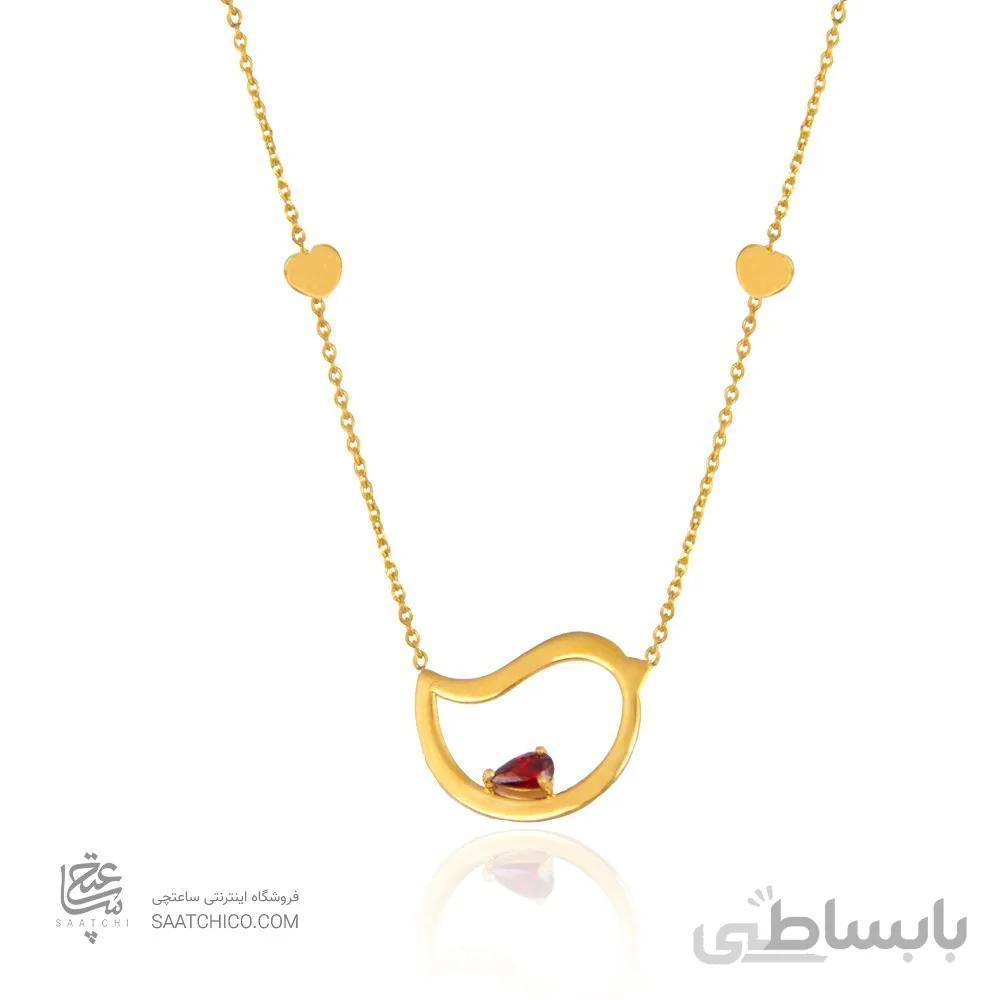 گردنبند طلا زنانه طرح مرغ عشق ولنتاین با نگین کد LN814
