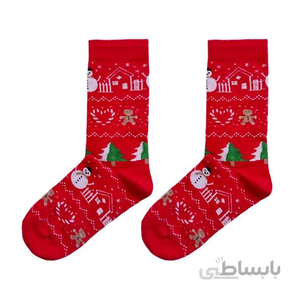 جوراب ساقدار فانتزی با طرح برف در کریسمس کد ph595