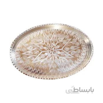 سینی مسی سفید بادامی قطر17*24 توت کالا tootkala 1422