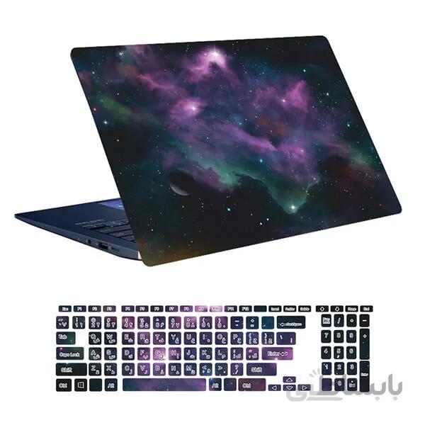 اسکین لپ تاپ طرح Space کد ۱۲۵ به همراه استیکر کیبورد